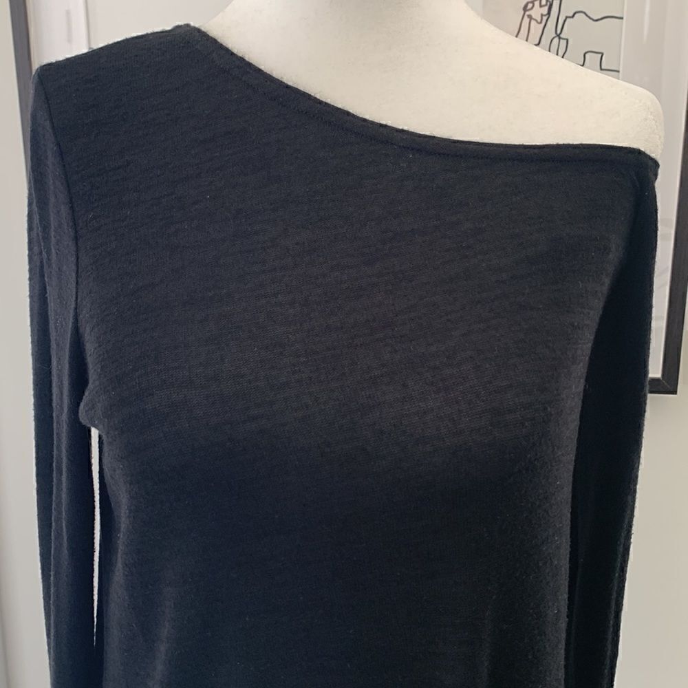 🖤Wilfred Free Women's Diapason Long-Sleeve Scoop Neck T-Shirt Dress Black - Picture 3 of 8